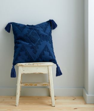Pineapple Elephant Imani Tufted Tassel Cotton 45x45cm Cushion Navy Blue