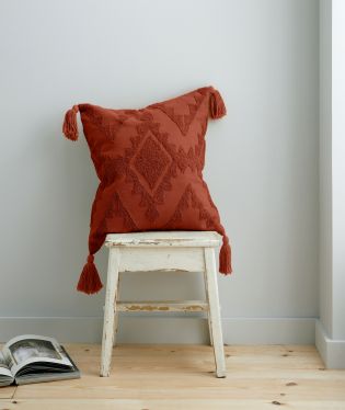 Pineapple Elephant Imani Tufted Tassel Cotton Filled Cushion 45x45cm Terracotta