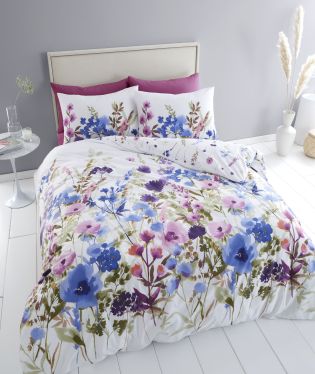 Catherine Lansfield Countryside Floral Reversible Single Duvet Cover Set with Pillowcase White 57104