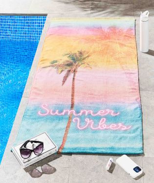 Sassy B Summer Vibes Cotton 76x160cm Beach Towel White
