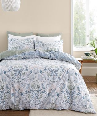 Bianca Hedgerow Hopper 200 Thread Count Cotton Super King Duvet Cover Set with Pillowcases Blue 57972