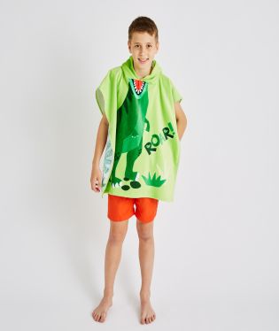 Catherine Lansfield Kids Dinosaur Hooded Towel Poncho 60x120cm Green 58241