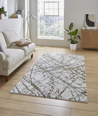 Artemis Modern Abstract Marble Metallic  Rug - Gold/Silver - 80x150