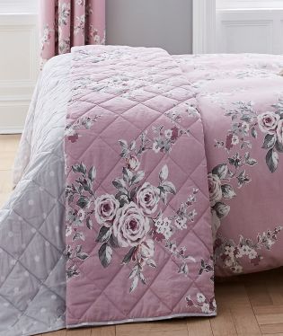 Catherine Lansfield Canterbury Floral Reversible Single Duvet Cover Set with Pillowcase Blush Pink 28239