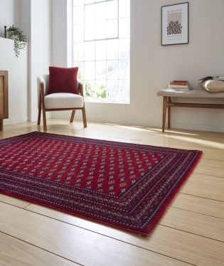 Dubai Traditional Super Soft Patterned Border Rug - Red - 120x170
