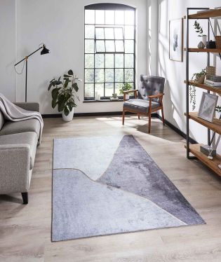 Force Abstract Rug - Grey/Gold