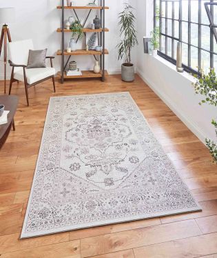 Miami Flat Easy Clean Traditional Rug - Ivory/Black - 160x230