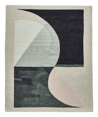 Michelle Collins Designer Abstract Geometric Wool Rug - Cream/Black - 120x170