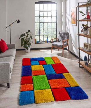 Noble House Hand Made Shaggy Patchwork Rug - Multi