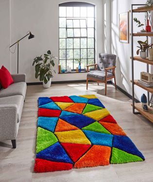 Noble House Hand Made Shaggy Cracked Glass Rug - Multi