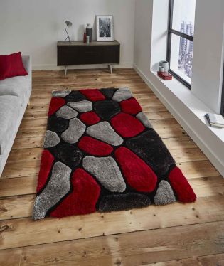 Noble House Hand Made Shaggy Stone Rug - Grey/Red - 120x170
