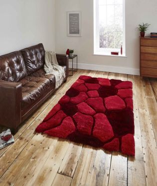 Noble House Hand Made Shaggy Stone Rug - Red - 120x170