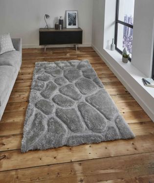 Noble House Hand Made Shaggy Stone Rug - Silver - 120x170