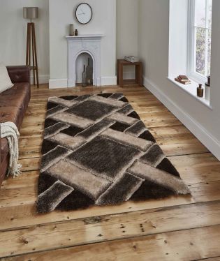 Noble House Hand Made Shaggy Tiled Rug - Beige/Brown - 120x170