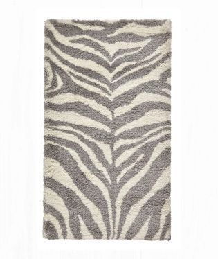 Portofino Shaggy Zebra Print Rug - Ivory/Grey - 120x170