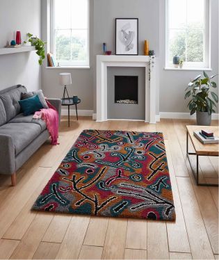 Royal Nomadic Soft Modern Shaggy Abstract Two Tone Rug - Multi