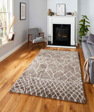 Scandi Berber Stain Resistant Moroccan Abstract Shaggy Rug